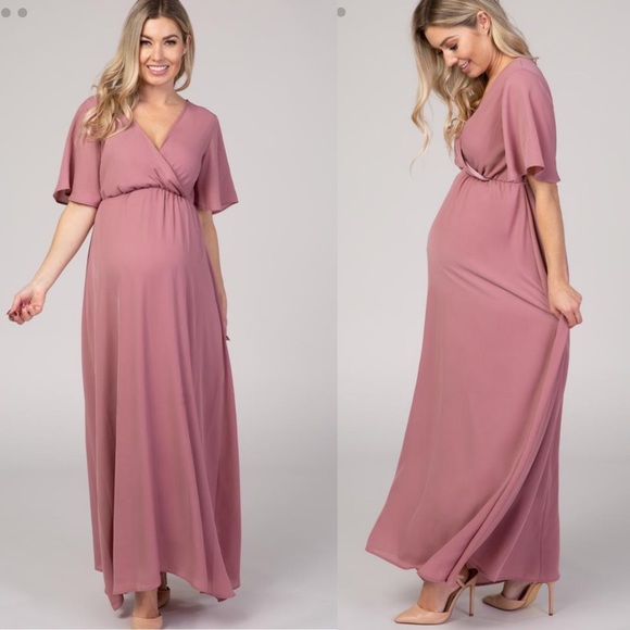 Pinkblush Dresses & Skirts - PinkBlush Mauve Chiffon Bell Sleeve Maxi Dress